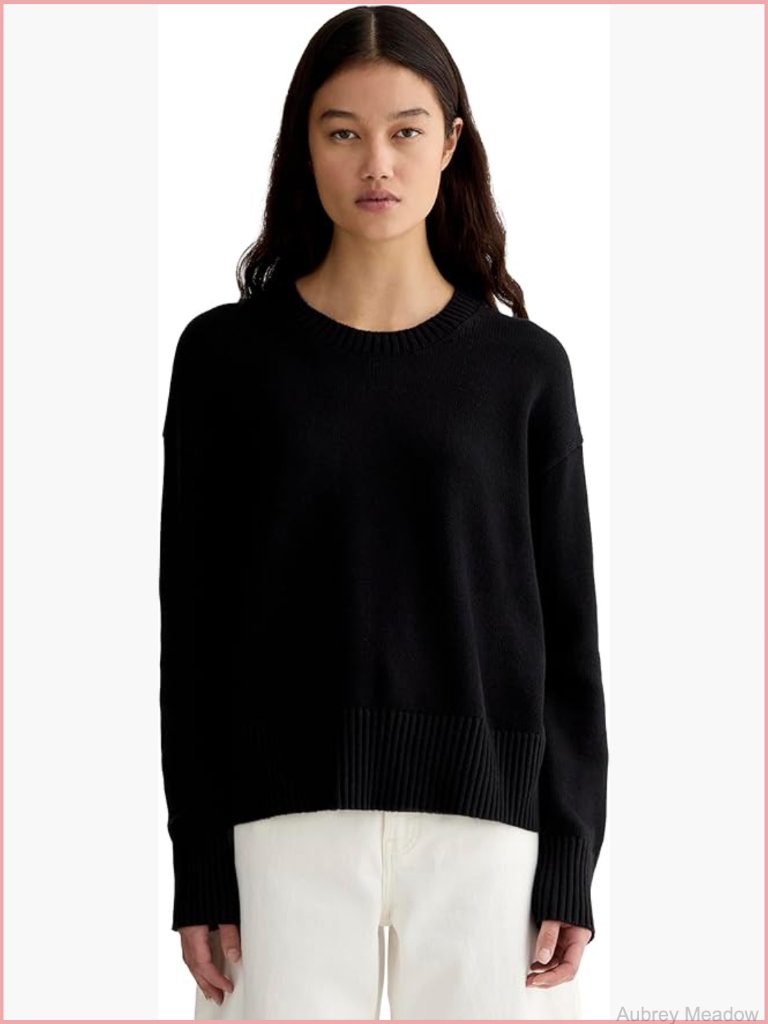Chunky Ribbed Cotton V-Neck Pullover Sweater Relaxed Boxy Fit Layering Piece